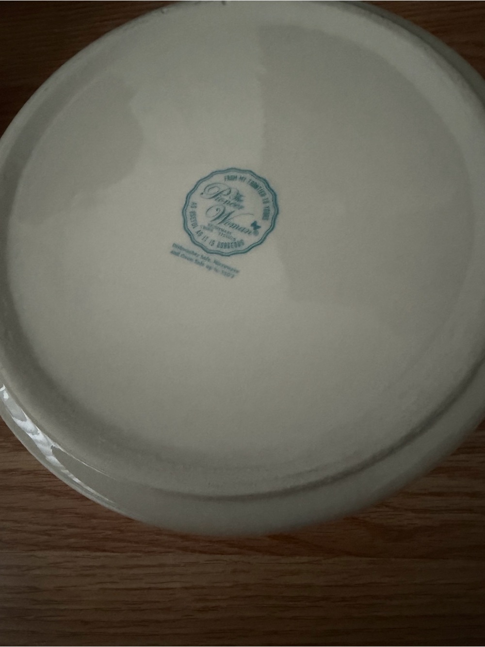 The Pioneer Woman Blue Gingham Ceramic Serving Bowl with Cow and Floral Motif - Picture 6 of 6